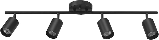 Globe Electric 64000012 30" 4-Light Track Lighting, Matte Black, Track Ceiling Light, Track Lighting Kit, Vintage, Ceiling Light Fixture, 4 Bulb Kitchen Light, Dining Light Fixture, Bulb Not Included
