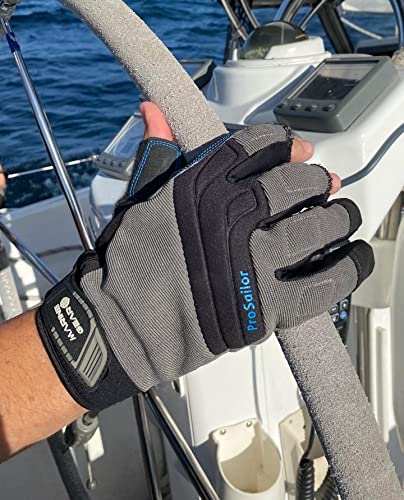 Marine Gear Sailing Gloves - 3-Finger Dexterity with Better Grip, Neoprene and Padded Knuckles, Reinforced Pressure Points