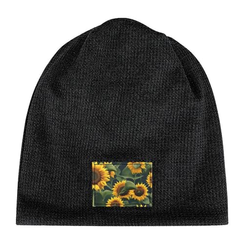 YANYU Plants Theme Sunflower Print Lightweight Waffle Pullover Hat Men Women Winter Headwear Outdoor Camping Travel