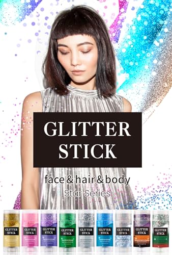 Body Glitter Stick, Perfect Sparkling Christmas Hair & Face Glitter Makeup Neon Outfit Singer Concert Music Rave Festival ...