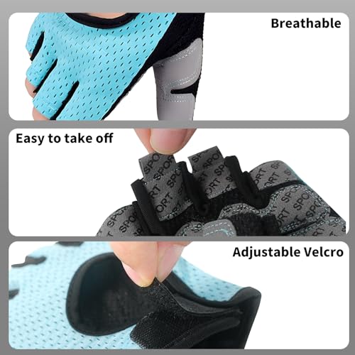hisptgo Bike Gloves for Men Women Cycling, Fingerless Breathable Bicycle Biking Gloves Anti-Slip Shock Absorbing Padded fo...