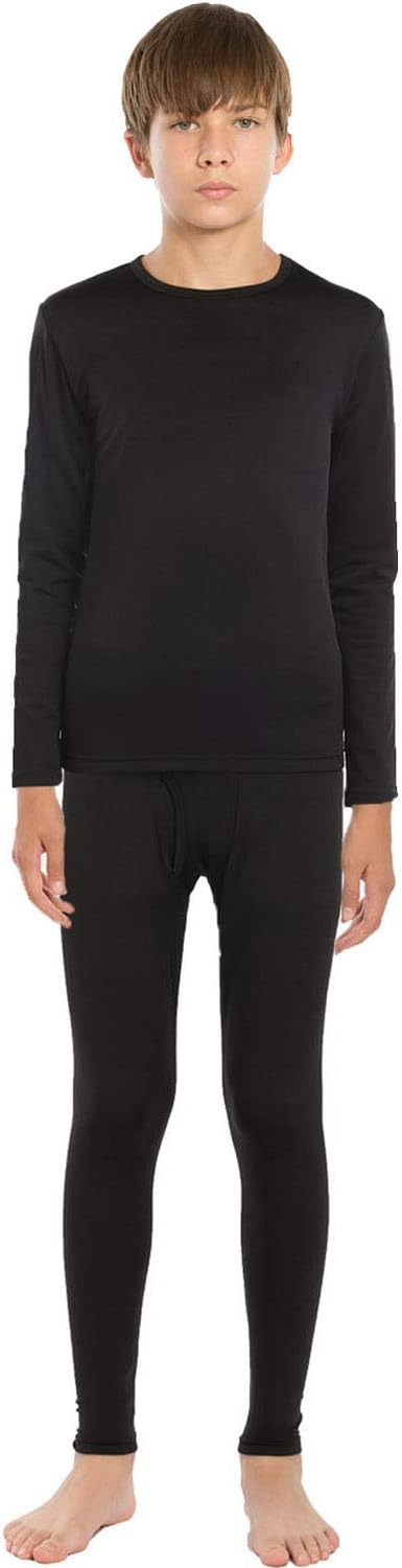 ViCherub Thermal Underwear for Kids Fleece Lined, Boys Long Johns Cold Weather, Base Layers Thermals Set Boy for Skiing