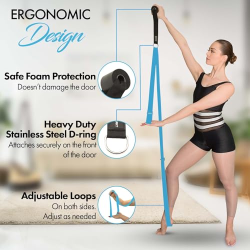 Stretching Strap With Door Anchor - Stretching Equipment to Improve Legs Flexibility - Splits Trainer For Home Ideal In Ba...