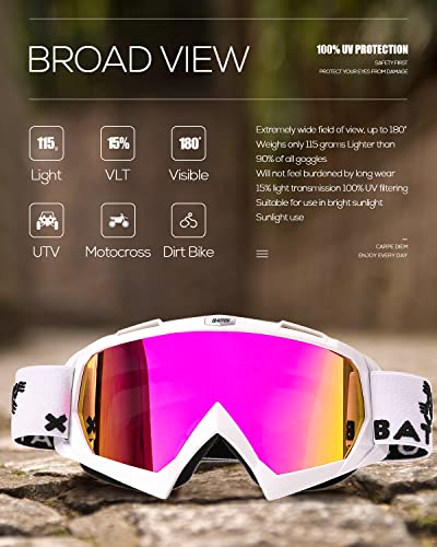BATFOX Dirt Bike ATV Goggles Motorcycle Gear Riding Motocross Dirtbike 4-Wheeler MX DH Accessories Goggles Glasses for Men...