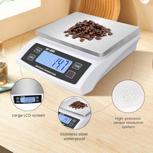 Puozult Digital Kitchen Scale 30kg/66lb Large Food Scale for Baking Cooking Stainless Bread Scale with LCD Display Countin...