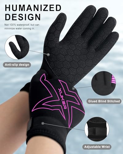 XUKER Neoprene Gloves Women Men, 3mm Wetsuit Dive Gloves Keep Warm for Diving Scuba Kayaking Snorkeling Swimming Water Sports