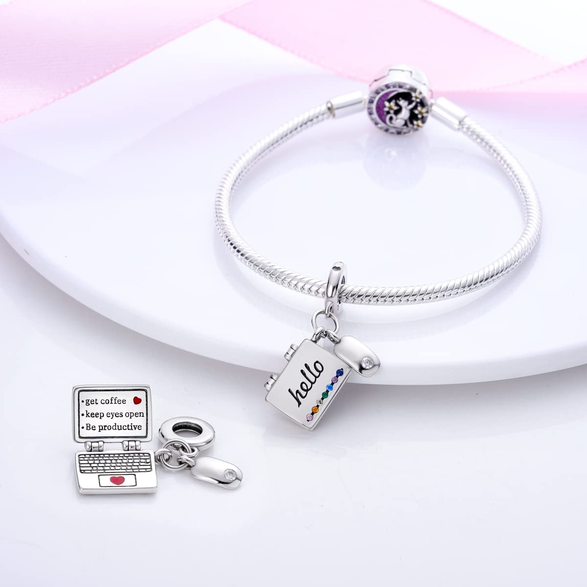 Parmuz 925 Sterling Silver Charms for Bracelet Necklace Mom Heart Love Dangle Charm Beads for Women Mother Pendant Jewelry
