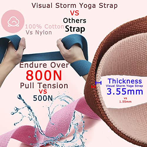 8ft 240g Super Thick Fitness Yoga Strap for Stretching, 3 Color Pure Cotton Durable Fitness Belt Bands Exercise Safe Adjus...