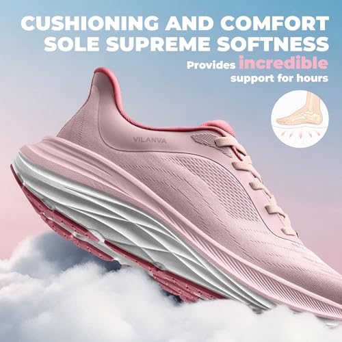 Vilanva Women's Walking Shoes Cushion Comfortable Running Tennis Shoes Non-Slip Workout Gym Athletic Breathable Fashion Sn...