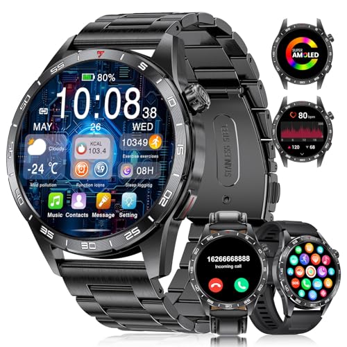 Smart Watch for Men (3 Straps),Answer/Make Calls,1.43'' AMOLED,IP68 Waterproof,110+ Sports Modes Fitness Watch with Sleep ...