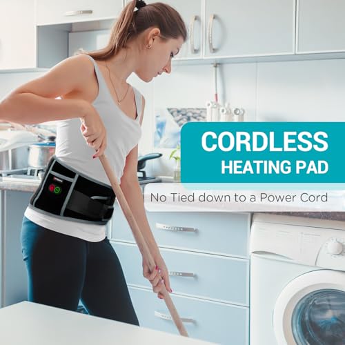 Comfytemp Cordless Heating Pad with Massager for Back, Portable Lower Back Massager FSA Eligible HSA Rechargeable Wireless...