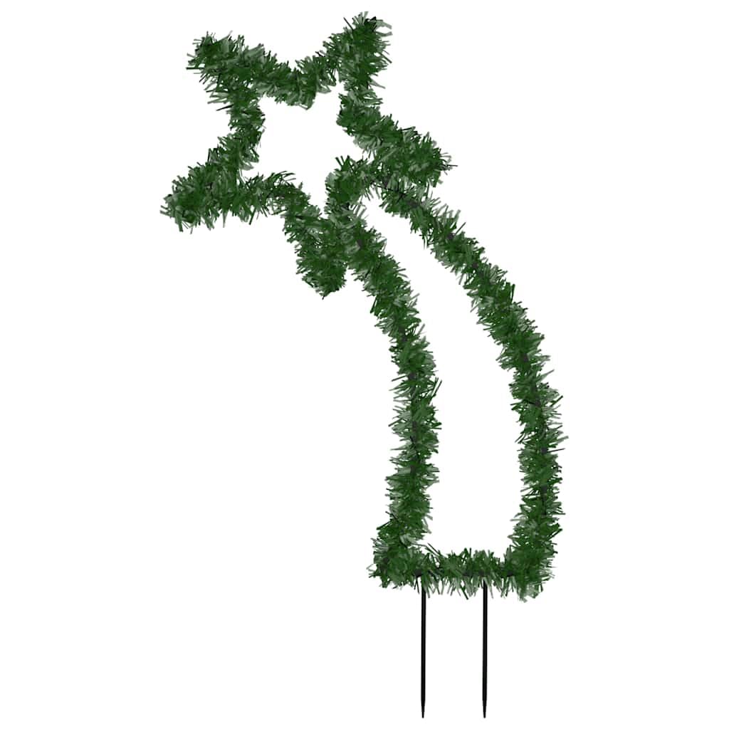 vidaXL Meteor-Shaped Christmas Light Decoration, 80 LED, IP44 Waterproof, 24.4in Size, Green Pine Needle Covering, Warm White Light