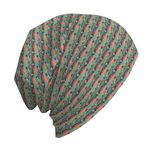 sackhg Scottish Retro Pattern Print Winter Beanie Hat Men Women Soft Lightweight Thermal Cap for Outdoor Skiing Wear Black