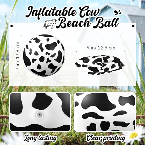 Hungdao 6 Pcs Cartoon Cow Inflatable Bouncy Balls 9 Inch Playground Beach Ball Cow Print Mini Dodgeball Kickball for Beach...