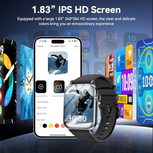 Smart Watches for Men Women, 1.83" HD Touchscreen with Bluetooth Calling, IP68 Waterproof Fitness Tracker, 120+ Sport Mode...