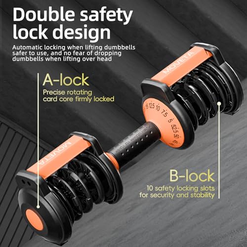 Moveta Adjustable Dumbbells Set of 2，Free Weights Dumbbells Set，Adjustable Dumbbell Set，52.5 lbs pair 105 lbs，15 in 1，for ...