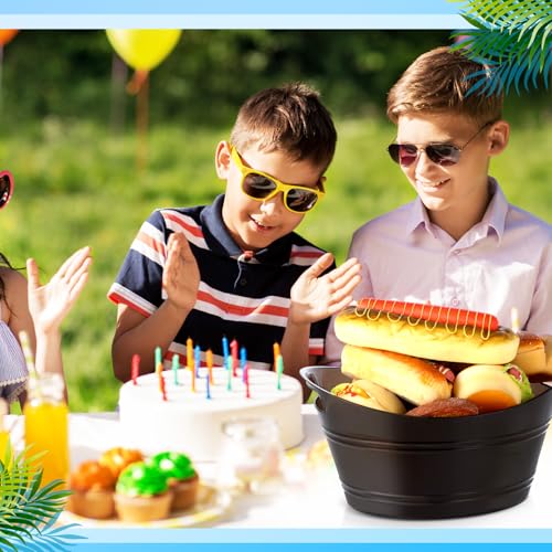 meekoo 6 Pcs Plastic Ice Buckets Bulk with Handles 4.5L Oval Storage Tub Large Capacity Ice Drink Bucket for Party Bar Win...