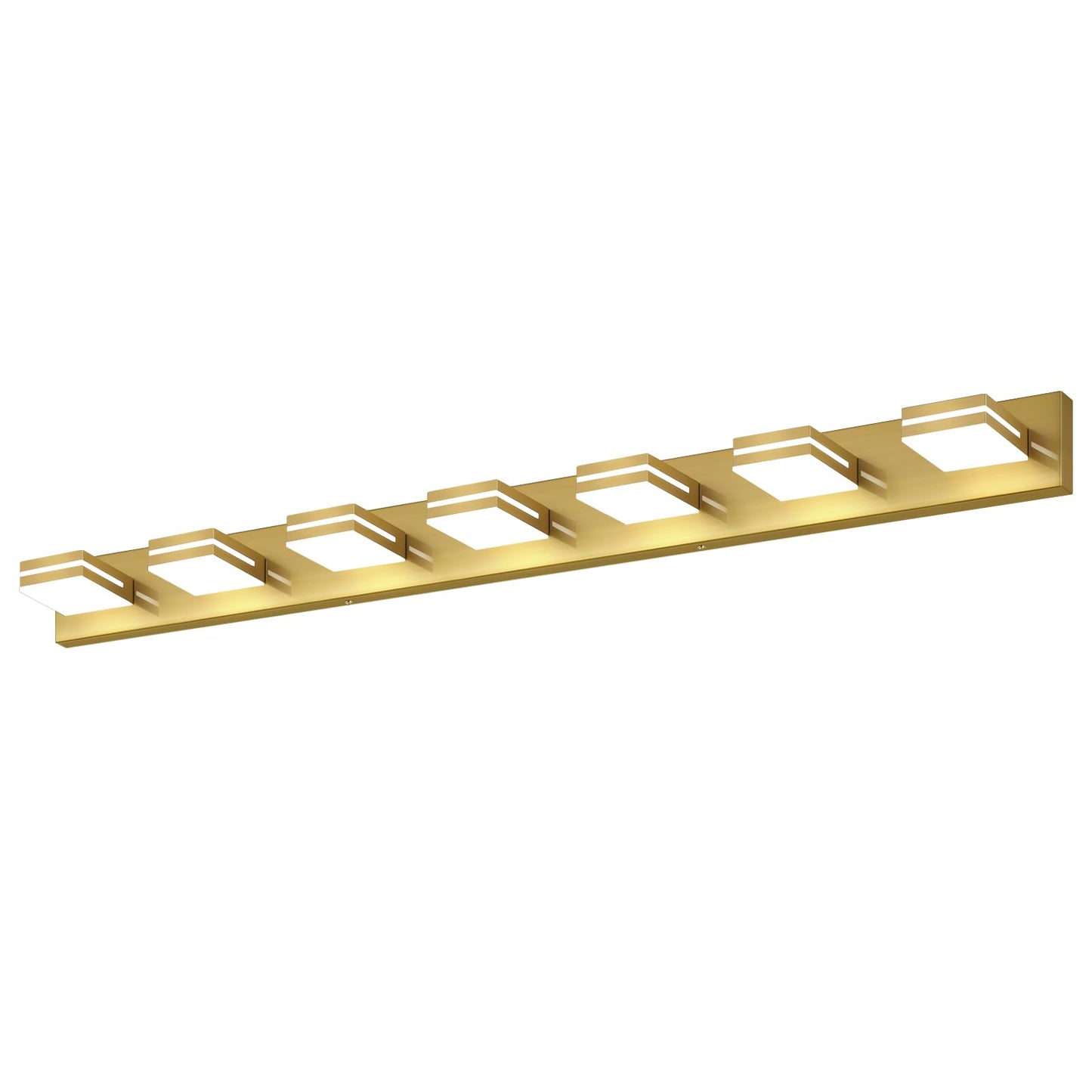 SineRise LED Bathroom Vanity Light Fixtures 7-Light 55-Inch Brass Dimmable Acrylic 6000K Over Mirror