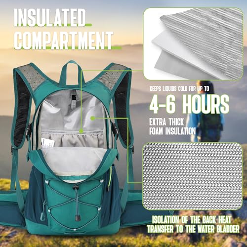 N NEVO RHINO Hydration Backpack, 18L Multipurpose Hiking Backpack with 3L Water Bladder, Water Backpack Insulated Hydratio...