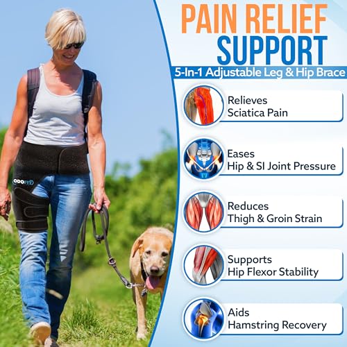 5 in 1 Hip Brace for Women Men Sciatica Pain Relief Devices - Adjustable Groin, Hip Flexor Compression Wrap for Comfortabl...