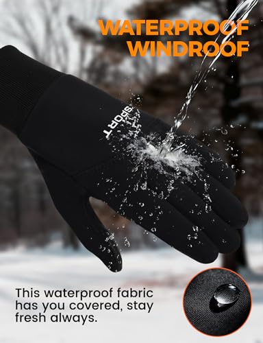 AURUZA Cycling Gloves for Men Winter Cold Weather, Five Fingers Touch Screen Winter Gloves for Men, Waterproof Anti-Slip W...