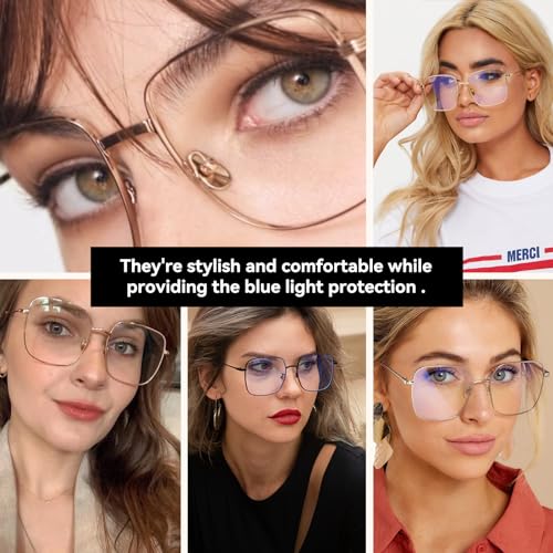 Dollger Blue Light Blocking Glasses women Anti Glare UV Filter Computer Gaming Glasses Retro matal square Eyeglasses Frame