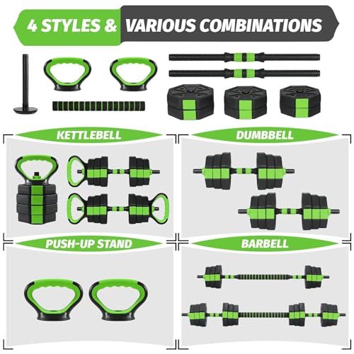 Adjustable Dumbbells, 44/66/88Lbs Free Weight Set with Connector, 4 In1 Weight Dumbbell Set Used As Kettlebells, Barbell, ...