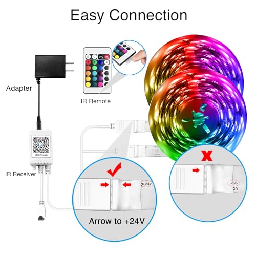 DAYBETTER Led Strip Lights 100 ft Smart with App Remote Control, 5050 RGB for Bedroom, Living Room, Home Decoration, Music...