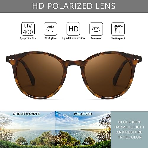 SUNGAIT Classic Vintage Round Polarized Sunglasses for Women Men Retro Style UV400