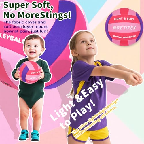 Noetifex Soft Volleyball-Super Soft Fabric Light Volleyball for Indoor Practice Safe and Quiet Kids Youth Beginners House ...
