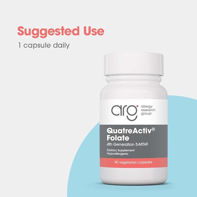 Allergy Research Group QuatreActiv Folate Supplement - Methylfolate, 5-MTHF, Methylation Support, Quatrefolic, Vegetarian Capsules - 90 Count