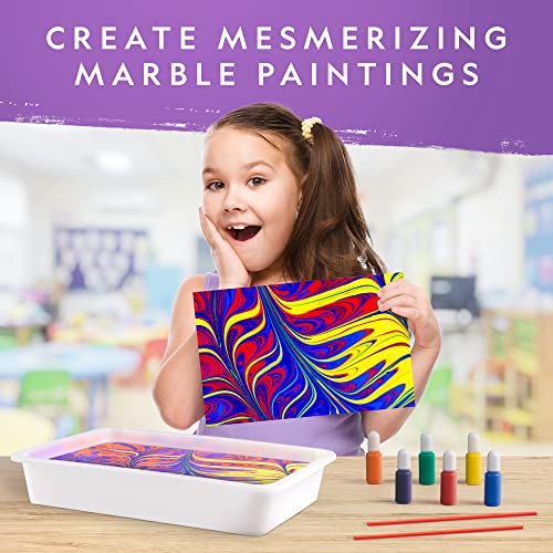 NATIONAL GEOGRAPHIC Marbling Paint Kit for Kids - Create 12 Sheets of Marble Art with Paints & Water, Painting Arts and Cr...