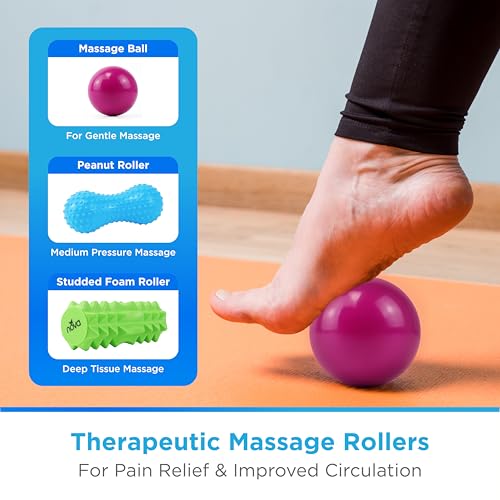 NOVA 3-in-1 Hot and Cold Massage Roller Set - Foot Roller, Gel Ball, and Peanut Roller for Plantar Fasciitis, Back Pain, T...