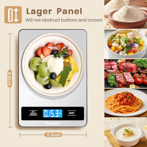 Food Scale, 11lb Kitchen Scale with 0.05oz/1g Precision, 6 Units Tare Function & LCD Display, Stainless Steel Digital Scal...