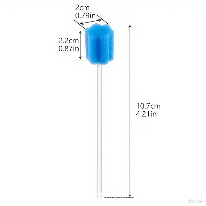 100Pcs Disposable Mouth Sponge Swabs Elderly Kids Adults Tooth Mouth Cleaning Individually Wrapped (Blue)