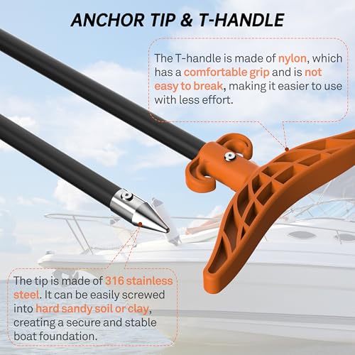 itayak 8.63'/12.3' Shallow Water Anchor Pole with T-Handle, High Strength Fiberglass Reinforced Polyamide66, Mud Anchor Po...