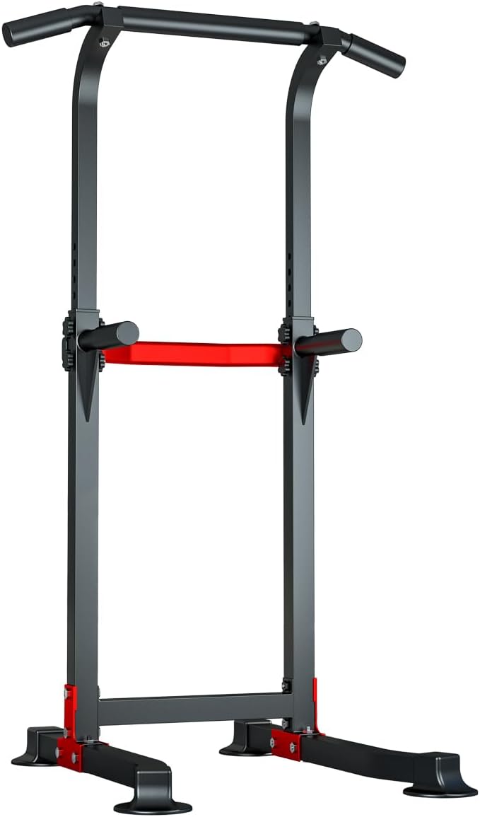 EASY BIG Power Tower Dip Station Pull Up Bar - Multi-Purpose Home Gym Equipment with Adjustable Height and Non-Slip Foot P...