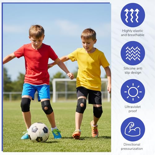 QFGasre Kids Knee Brace Sleeve Youth Knee Compression Sleeve for Children reathable Children Knees Support Pad Elastic Sof...