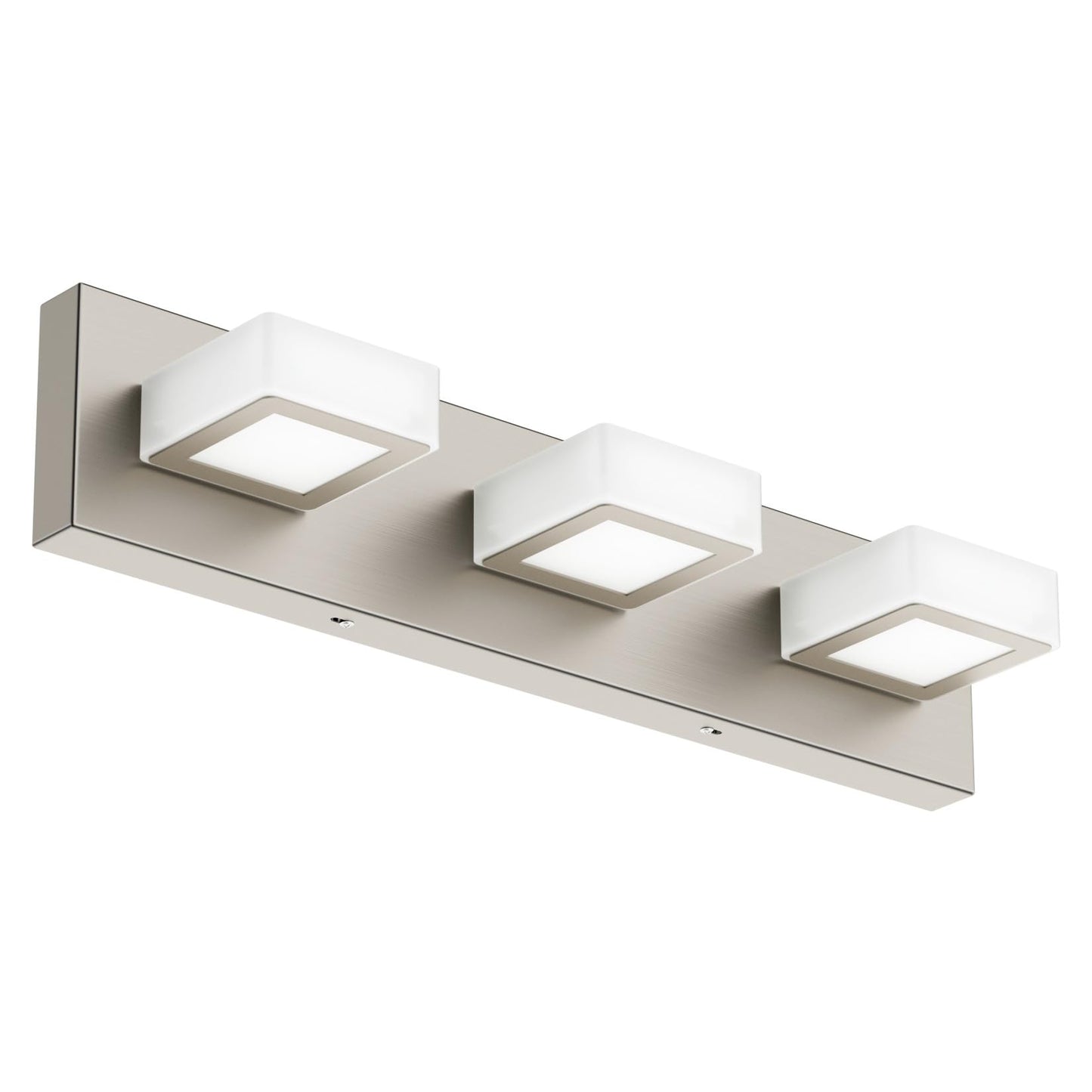 Ralbay 3-Light Bathroom Vanity Lights, Brushed Nickel, Metal, 20 inch, Model 8590, LED Modern Wall Lighting Fixtures
