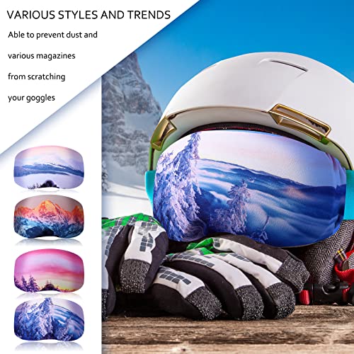 Civaner 4 Pieces Ski Snowboard Goggle Cover Sleeve Goggle Cover Microfiber Protective Lens Scratch Dust Protection for Travel