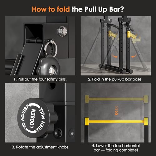 SogesPower Power Tower Pull Up Bar Station, Foldable Pull Up Dip Station Free Standing for Home Gym,Adjustable Pull Up Bar...