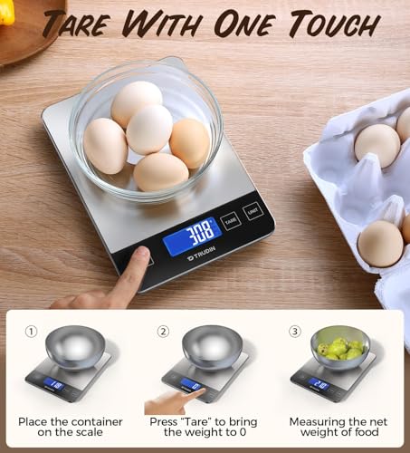 NASA-Grade 33lb Digital Kitchen Scale, Precisely Measures Grams and Ounces for Baking and Cooking,with Waterproof Tempered...