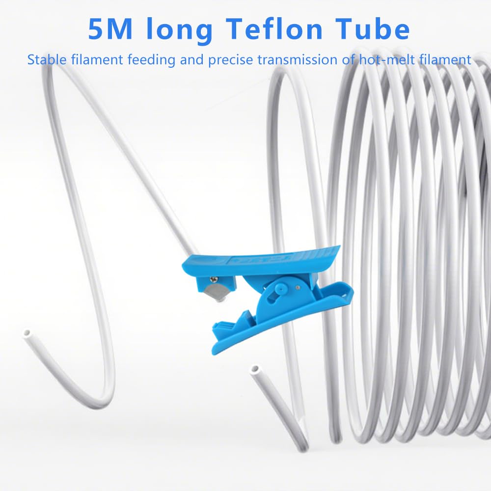 5M (16.4ft) PTFE Teflon Tube for 1.75mm Filament : 2.5mm ID×4mm OD Bowden Tube, for Bambulab AMS X1/ X1C/ P1P/ P1S/ A1/ A1 Mini, Prusa MMU3/ Direct Drive Extruder, with Tubing Cutter.