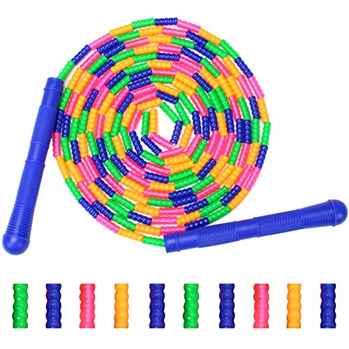 Coolrunner 16 FT Long Jump Rope(1 PACK), Double Dutch Jump Ropes, Soft Beaded Skipping for Kids Adults, Plastic Segmented ...