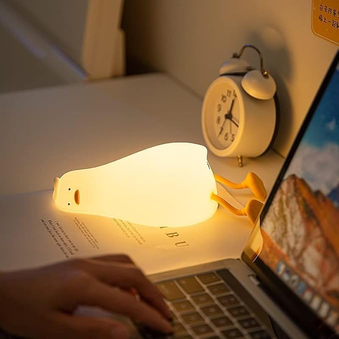 Existential Crisis Duck Lamp - Rechargeable Squishy Night Light for Kids, Lying Flat Ducky Lay Lamps, Fun Xmas Gifts for Duck Lovers, Nursery College Dorm Decor Trendy Stuff, Safe Silicone