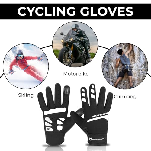 WESTWOOD FOX Cycling Gloves for Men Women, Full Finger, Anti-Slip Touchscreen Breathable Mountain Bike Gloves for MTB Ridi...