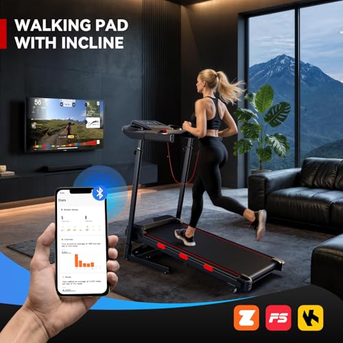 8.7MPH Treadmills for Home, 0%-15% Incline Walking Pad Treadmill with Auto-Folding, 3.5HP Wide Running Area Supports Up to...