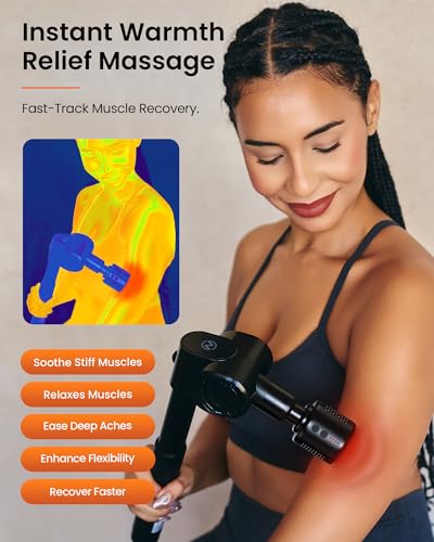 NAPRE Massage Gun with Heat and Cold Head,Deep Tissue Percussion Back Massager for Muscle/Neck/Body Pain Relief with Long ...