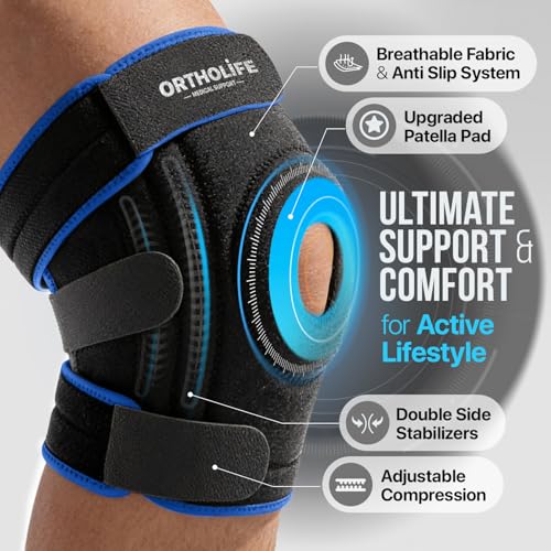 ORTHOLIFE Knee Brace for Women and Men – Knee Compression Sleeve for Meniscus Tear, ACL, Arthritis Pain Relief, Patella Pa...