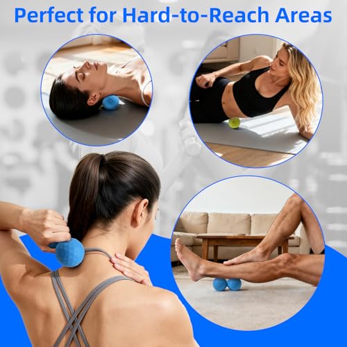 Peanut & Spiky Massage Ball Set, Double Lacrosse Peanut Roller + Firm Spiky Ball for Deep Tissue Myofascial Release, Trigg...